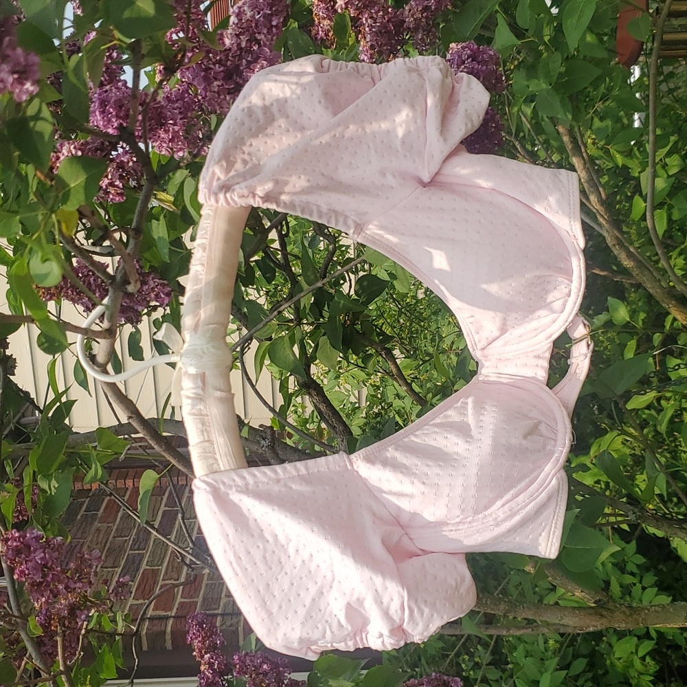 Pink off the shoulder puff sleeve xhilaration bathingsuit top large